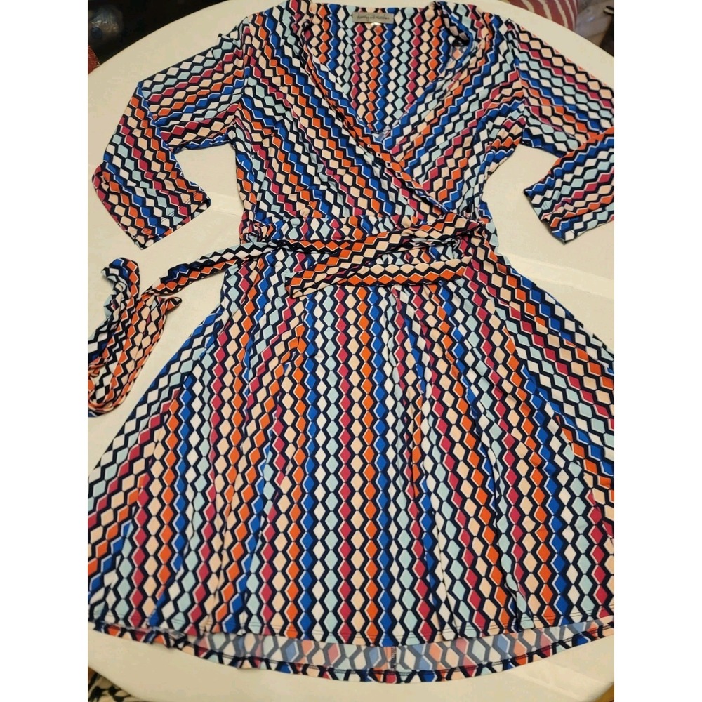 Danny & Nicole Size 12 Faux Wrap Knee Length Knit Dress Church Career Travel - Picture 5 of 12